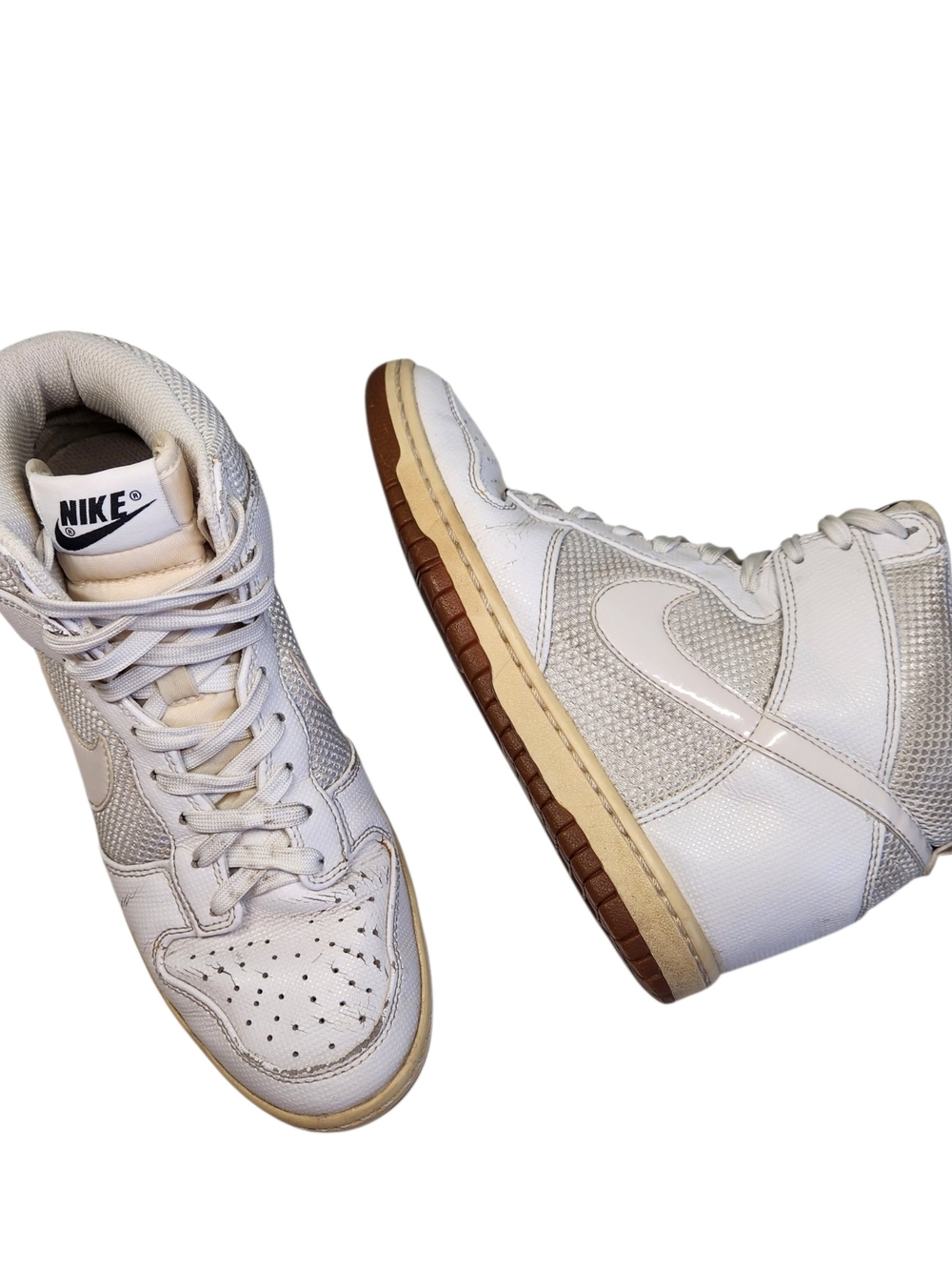 Nike Dunk Sky High Wedge Sneakers Shoes Lace Up Mesh White Women's Size 7.5